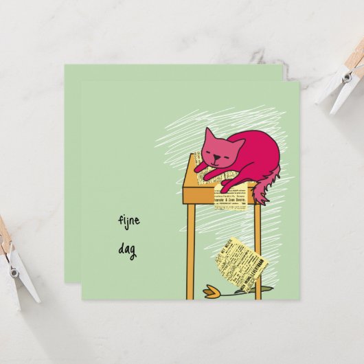 kaart verjaardag poes カード (正面/裏面インサイチュ)