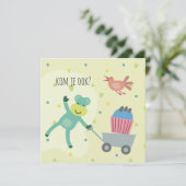 kaart verjaardag uitnodiging aapje cupcake カード (スタンド正面)