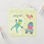 kaart verjaardag uitnodiging aapje cupcake カード (正面/裏面インサイチュ)