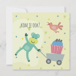 kaart verjaardag uitnodiging aapje cupcake カード