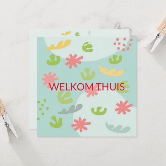 kaart welkom thuis abstracte bloem カード (正面/裏面インサイチュ)