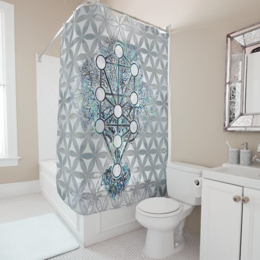 Kabbalahアワビの貝および真珠生命の樹 シャワーカーテン (インサイチュ)