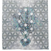 Kabbalahアワビの貝および真珠生命の樹 シャワーカーテン (正面)