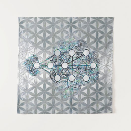 Kabbalahアワビの貝および真珠生命の樹 タペストリー (正面(横))