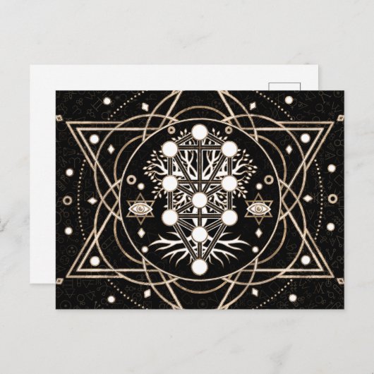Kabbalah生命の木の神聖な幾何学オーナメント ポストカード (正面/裏面)
