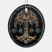 Kabbalah生命の木アワビと金ゴールド セラミックオーナメント (左)