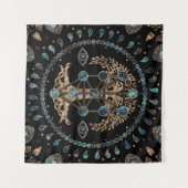 Kabbalah生命の木アワビと金ゴールド タペストリー (正面(横))