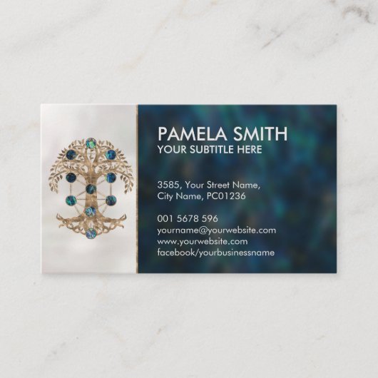 Kabbalah生命の木アワビと金ゴールド 名刺 (正面)