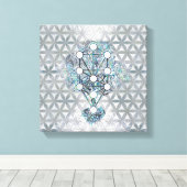 Kabbalah生命の木アワビの貝殻と真珠 キャンバスプリント (インサイチュ (ウッドフロア))