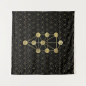 Kabbalah黒の金ゴールド生命の樹 タペストリー (正面(横))