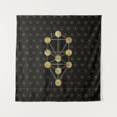 Kabbalah黒の金ゴールド生命の樹 タペストリー (正面)