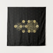 Kabbalah黒の金ゴールド生命の樹 タペストリー (正面(横))