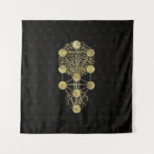 Kabbalah黒の金ゴールド生命の樹 タペストリー (正面)