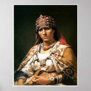 Kabylieの女性のポートレート、アルジェリア1875年 ポスター