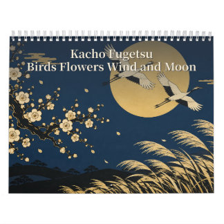 Kacho Fugetsu Birds Flowers Wind and Moon Art カレンダー
