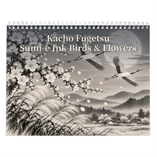 Kacho Fugetsu Sumi-e Ink Birds & Flowers カレンダー (カバー)