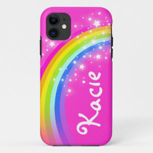 Kacie rainbow bright pink girls name iphone case 11 ケース