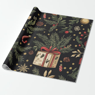 Kadopapier kerst zwart ラッピングペーパー