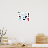 KadyおよびMaxine紙ドールセット – ま遊たは表示 ポスター (キッチン)