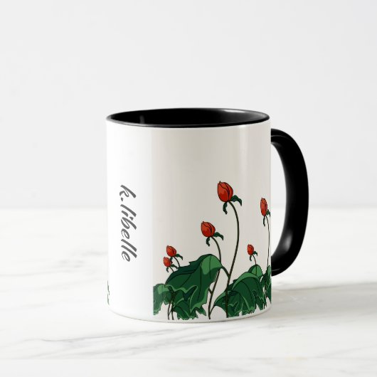 KAFFE TASSE,TEE.MILCH BECHER.TEXT,NATUR MUSTER マグカップ (正面右)