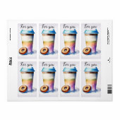 Kaffeebecher Aquarellmalerei ラベル (フルシート)