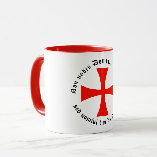 Kaffeetasse mit Templerkreuz und Templermotto マグカップ (正面左)