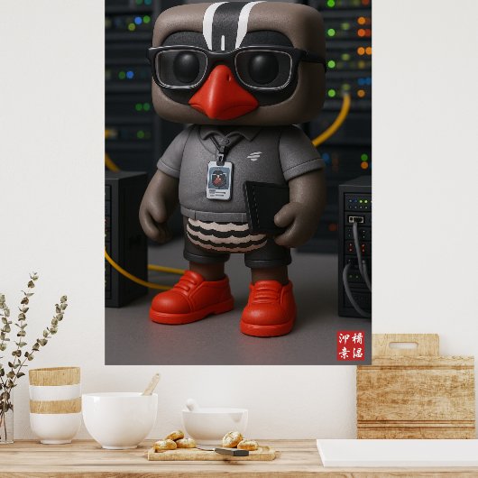 Kagu working at the data center ポスター (キッチン)