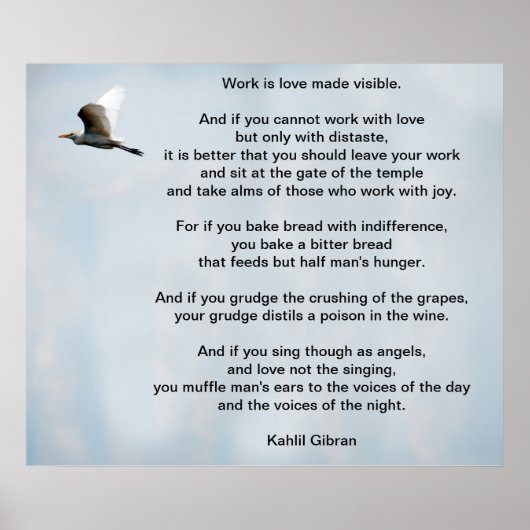 Kahlil Gibranによる作業 ポスター (正面)