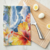 Kai Aloha Hibiscus Watercolor Wave Reversible キッチンタオル (四つ折り)