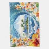 Kai Aloha Hibiscus Watercolor Wave Reversible キッチンタオル (縦)