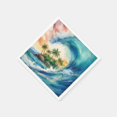 Kai Aloha Motu Watercolor Wave スタンダードカクテルナプキン (角)