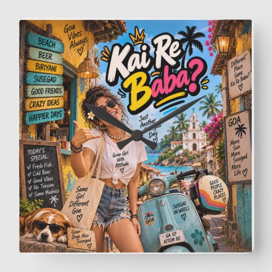 Kai Re Baba? —ただのすてきな日々 スクエア壁時計 (正面)