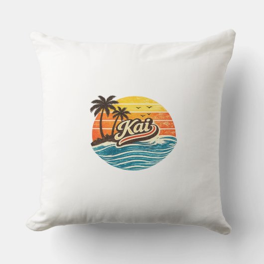 Kai Retro Sunset Name Design クッション (正面)