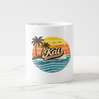 Kai Retro Sunset Name Design ジャンボコーヒーマグカップ