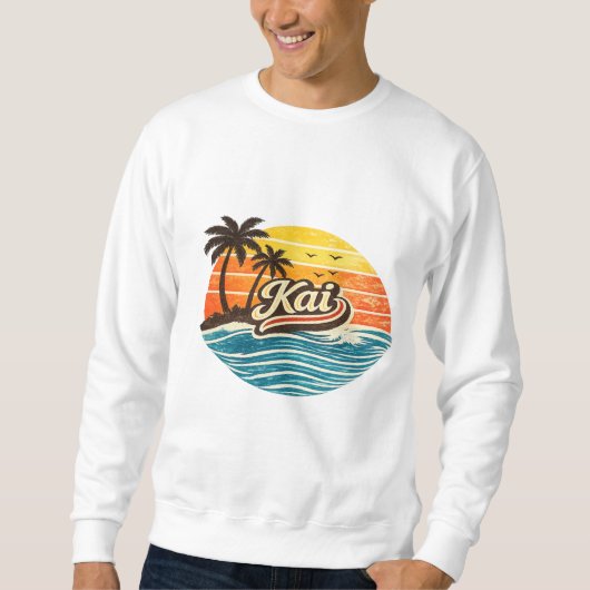 Kai Retro Sunset Name Design スウェットシャツ (正面)