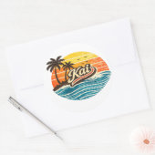 Kai Retro Sunset Name Design ラウンドシール (封筒)