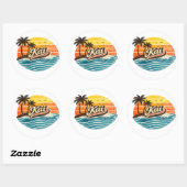 Kai Retro Sunset Name Design ラウンドシール (シート)