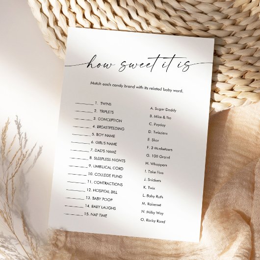 KAIAどのように甘いキャンディバーベビーゲームカード 招待状