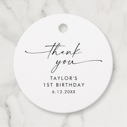 KAIAミニマリストバースデーパーティーメッセージカード フェイバータグ (正面)