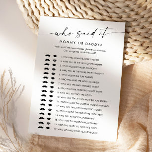 KAIA誰が言ったママのパパベビーゲームカード 招待状