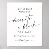 KAIA飾 A Block Baby Shower Game Sign ポスター (正面)