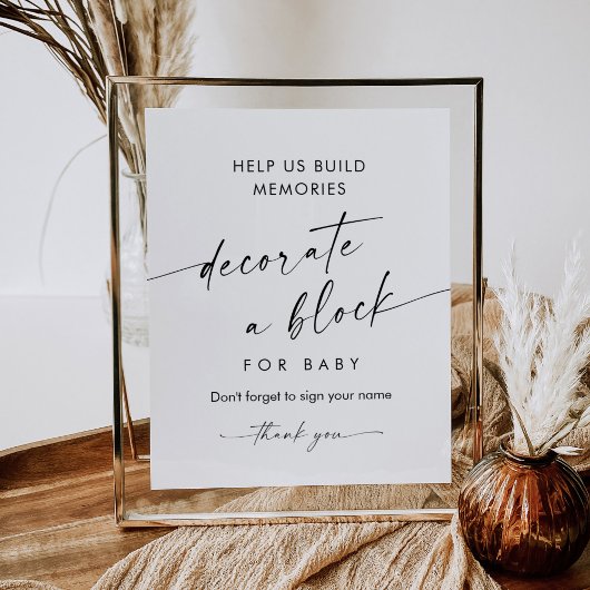 KAIA飾 A Block Baby Shower Game Sign ポスター