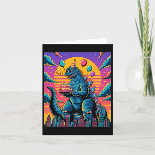 Kaiju Birthday Lloon And Cake Monster Movie Bday D カード (正面)