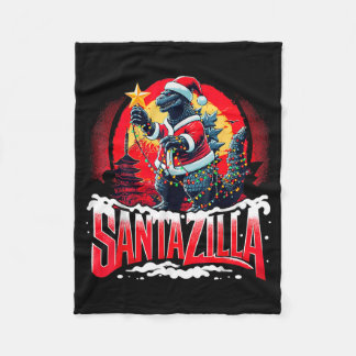 Kaiju Christmas Santazilla Japanese Monster Dinosa フリースブランケット
