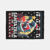 Kaiju Christmas Santazilla Japanese Monster Dinosa フリースブランケット (正面(横))