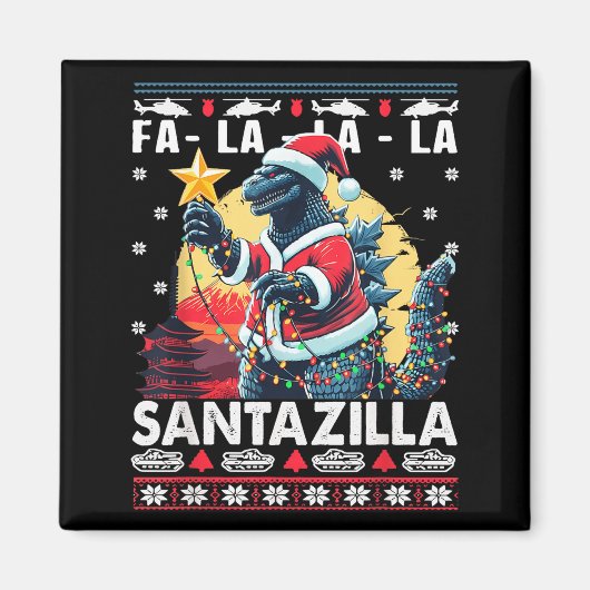 Kaiju Christmas Santazilla Japanese Monster Dinosa マグネット (正面)