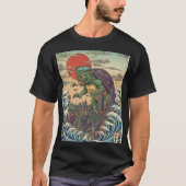 Kaiju Turtle Over Tokyo Sunset Tシャツ (正面)