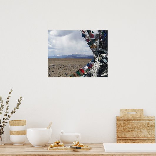 Kailash First View Prayerflags in Foreground ポスター (キッチン)