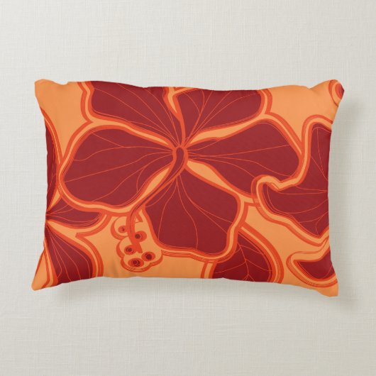 Kailuaのハイビスカスのハワイのリバーシブルの花柄 アクセントクッション (裏面)