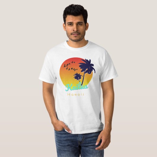 Kailuaハワイのサーフィンのビーチ Tシャツ (正面フル)